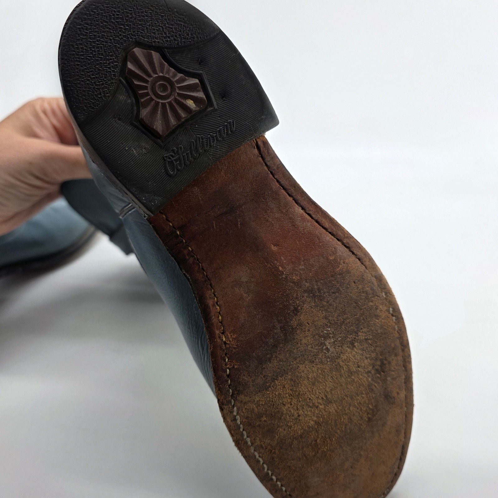 Vintage Wrangler Cowboy Boots Roper 6.5 M Blue Leather 4938 O'sullivan Cowgirl — image 5 of 8